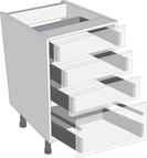 Antaro Metallic Grey 600mm Cabinet Pack, 3 Cutlery &amp; 1 Pan Drawer