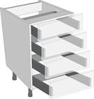 Antaro Metallic Grey 900mm Cabinet Pack, 4 Cutlery Drawers