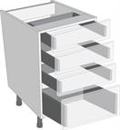 Legrabox Orion Grey 600mm Cabinet Pack, 3 Cutlery &amp; 1 Pan Drawer
