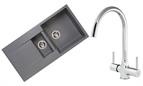 Sink and Tap Pack, Thames Tap and Composite Amsterdam Sink 1.5 Bowl Grey